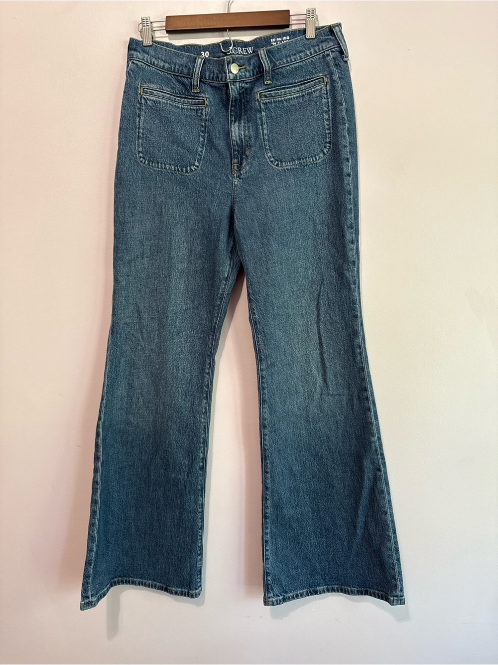 J. Crew Re-96 Vintage Wash Patch Pocket Flare Jeans Size 30 (US 10) NWT